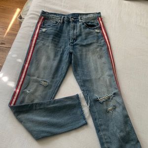BLANK NYC denim jeans The Rivington with red and white stripe